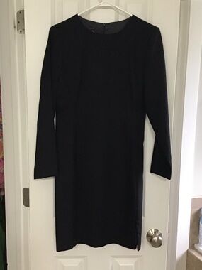 Classic Black Long-Sleeve Sheath Dress